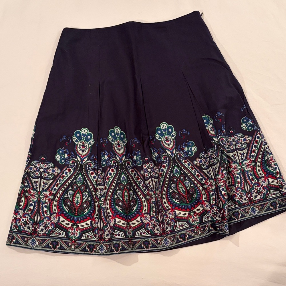 Talbots Navy Blue Pleated A-Line Skirt